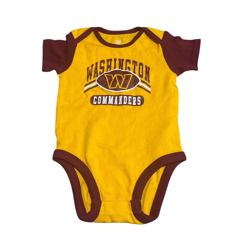 NFL Washington Commanders Baby Bodysuit Gold Burgundy Short Sleeve 18 monthsNWOT